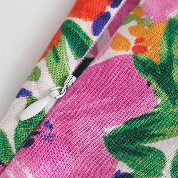 Zara NWT Linen Blend Floral Print Midi Dress - Picture 11 of 11